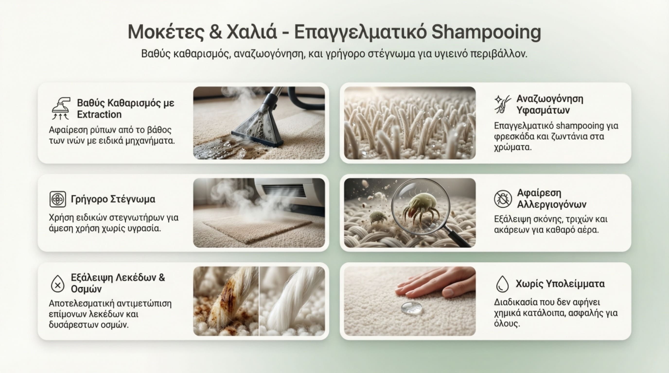 Καθαρισμός μοκετών και χαλιών - Επαγγελματικό shampooing και αναζωογόνηση